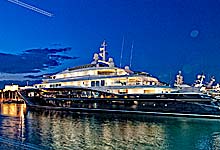 Carinthia VII Superyacht photo at night, Port Vauban, Antibes, Photo with HDRetouching