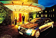 Hotel photography for luxury 5 star hotel with an exclusive golden Maybach