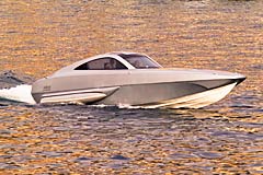 Yacht Photographer in the golden water of Port Hercule in Monaco - Yacht Photography XSR48 Speedboat prototype